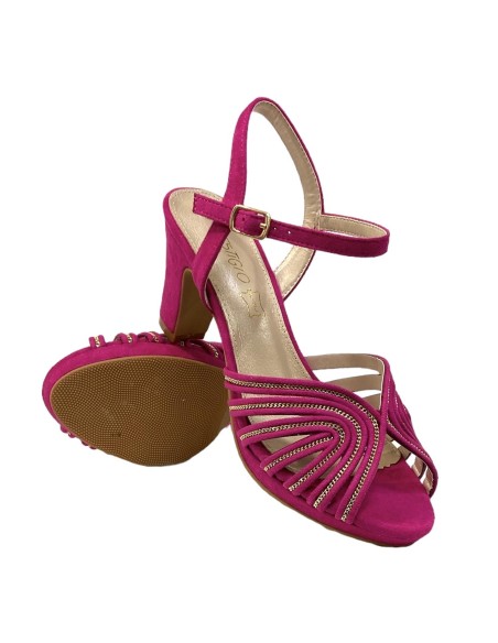 SANDALIA TIRAS INCRUSTACION ME BUGANVILLA