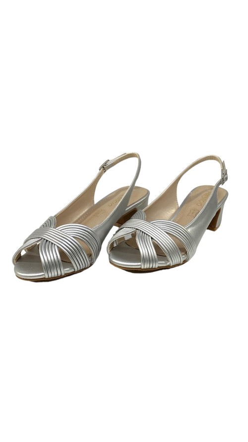 SANDALIA TACON BAJO PLATA