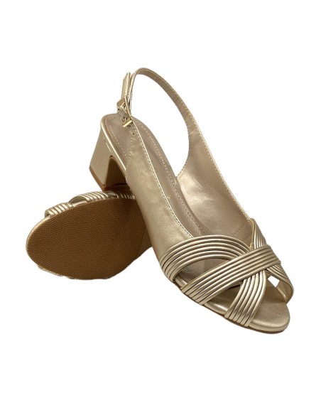 SANDALIA TACON BAJO ORO