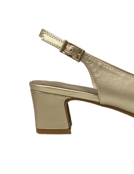 SANDALIA TACON BAJO ORO