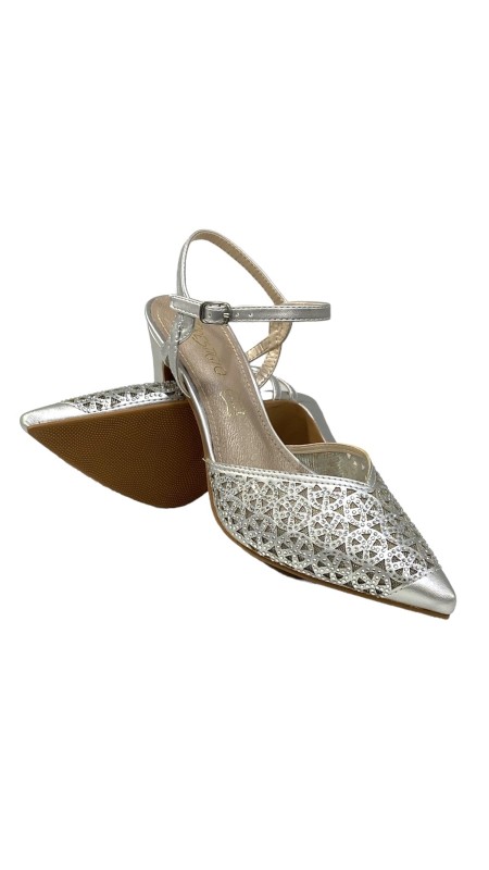 SANDALIA PUNTERA CON BRILLANTE PLATA 2