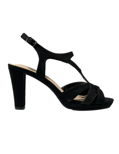 SANDALIA TACON TIRAS TRIANGULO NEGRO