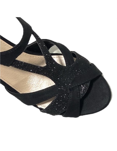 SANDALIA TACON TIRAS TRIANGULO NEGRO