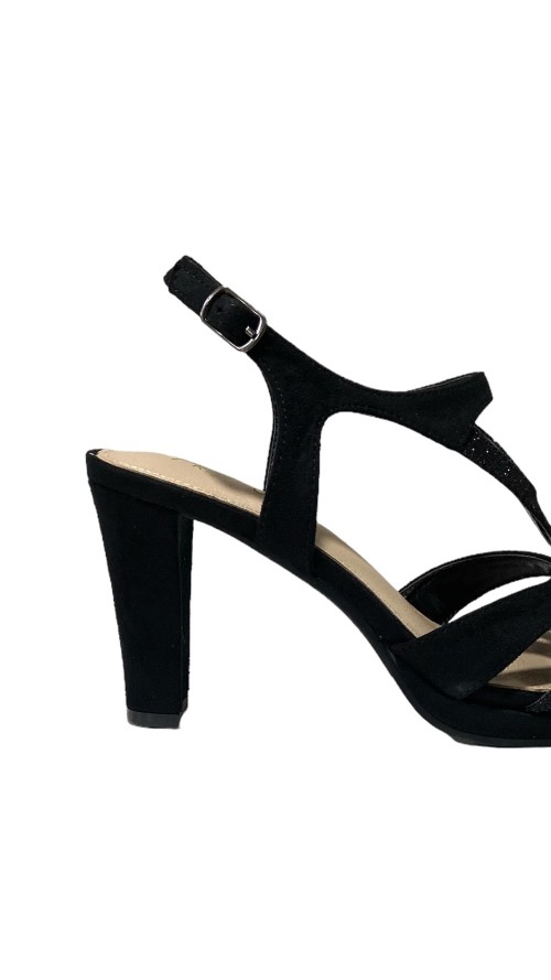 SANDALIA TACON TIRAS TRIANGULO NEGRO