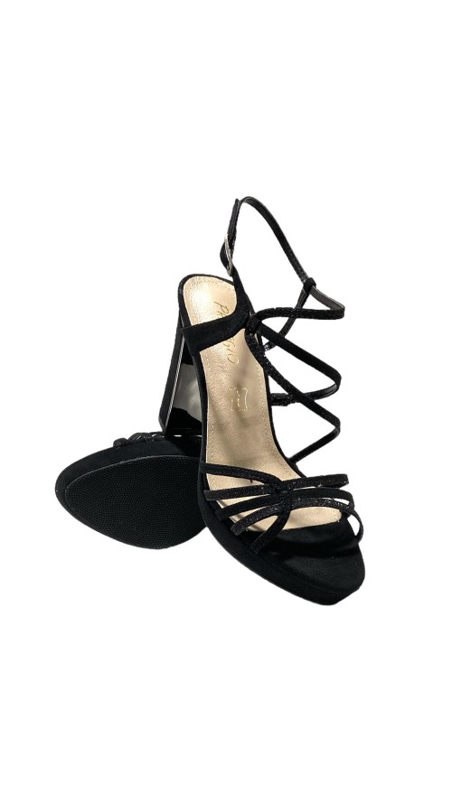 SANDALIA TIRAS MEZCLADAS NEGRO