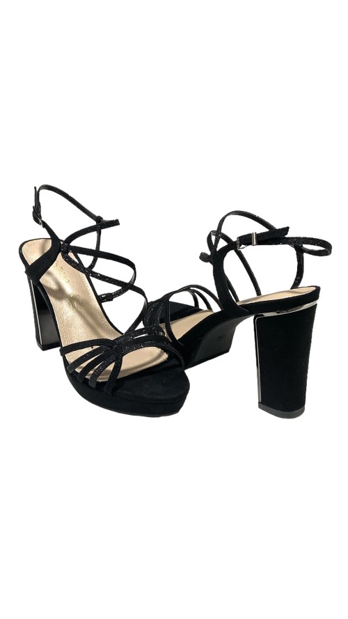 SANDALIA TIRAS MEZCLADAS NEGRO