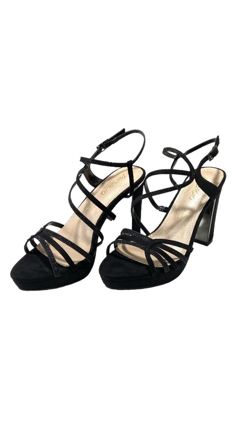 SANDALIA TIRAS MEZCLADAS NEGRO