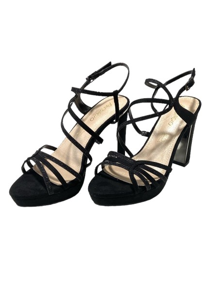 SANDALIA TIRAS MEZCLADAS NEGRO