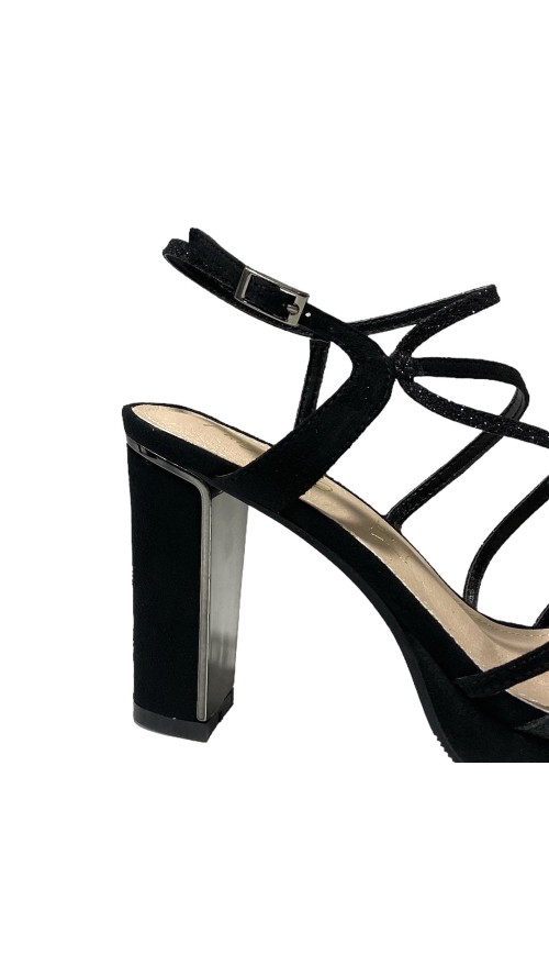 SANDALIA TIRAS MEZCLADAS NEGRO