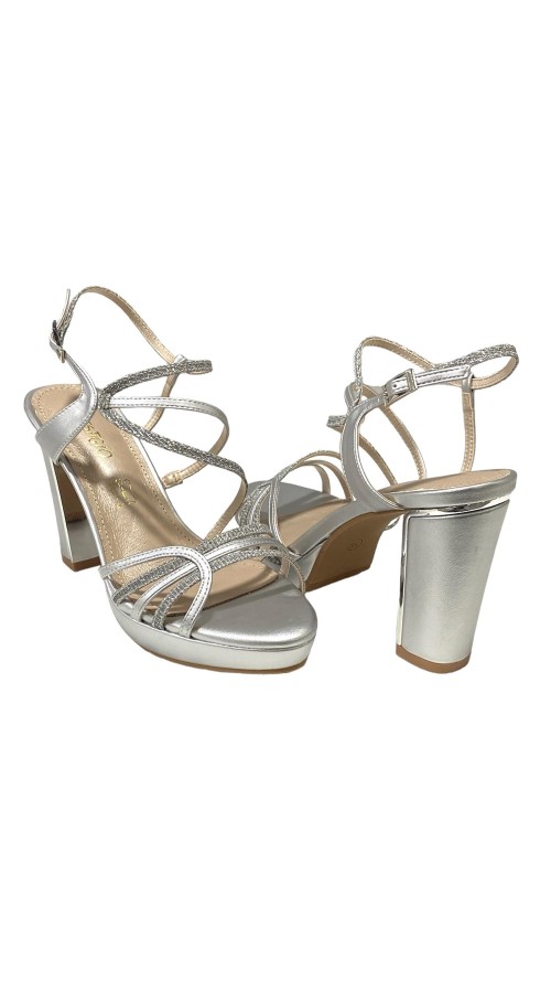 SANDALIA TIRAS MEZCLADAS PLATA SANDALIA TIRAS MEZCLADAS PLATA