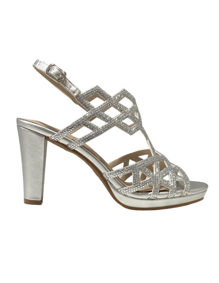 SANDALIA TIRAS CON BRILLO PLATA