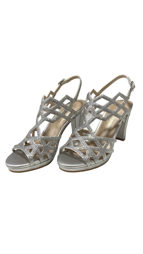 SANDALIA TIRAS CON BRILLO PLATA