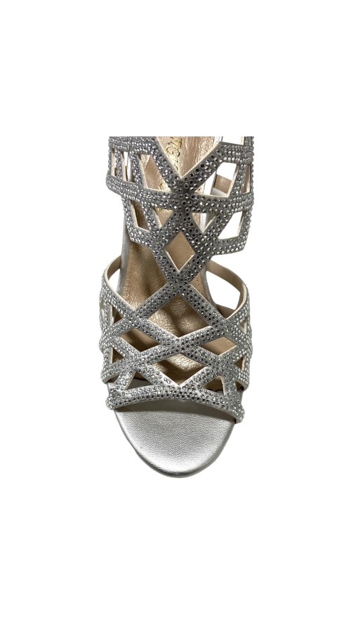 SANDALIA TIRAS CON BRILLO PLATA