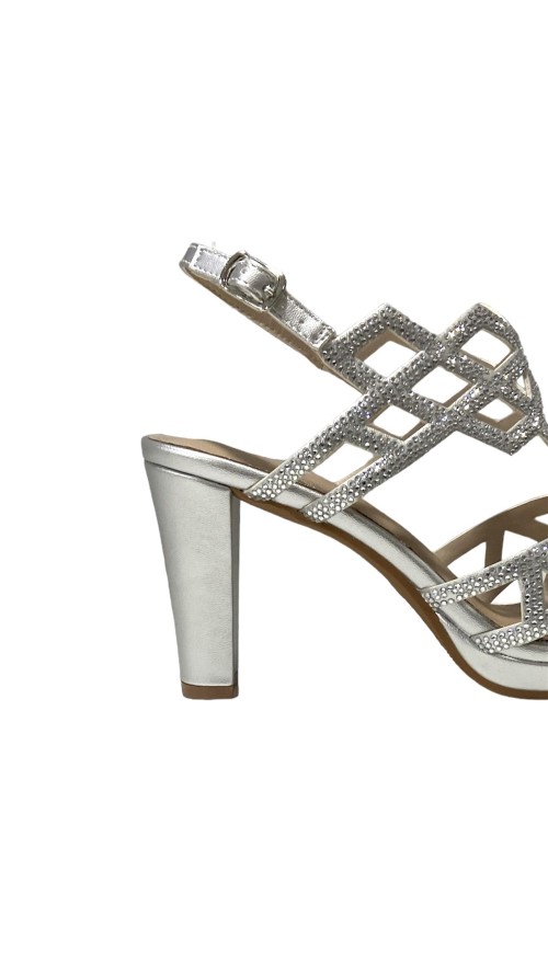 SANDALIA TIRAS CON BRILLO PLATA