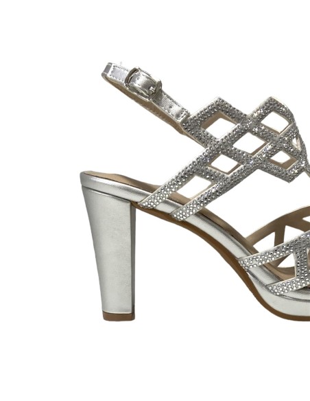 SANDALIA TIRAS CON BRILLO PLATA