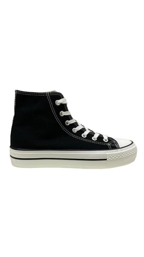 BOTA LONA DOBLE SUELA NEGRO
