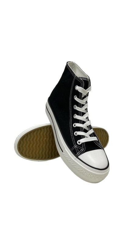 BOTA LONA DOBLE SUELA NEGRO 2