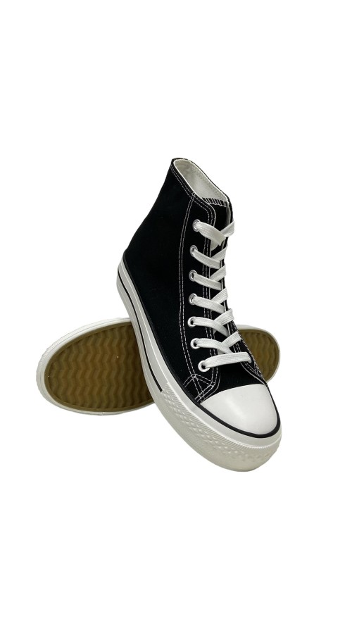 BOTA LONA DOBLE SUELA NEGRO