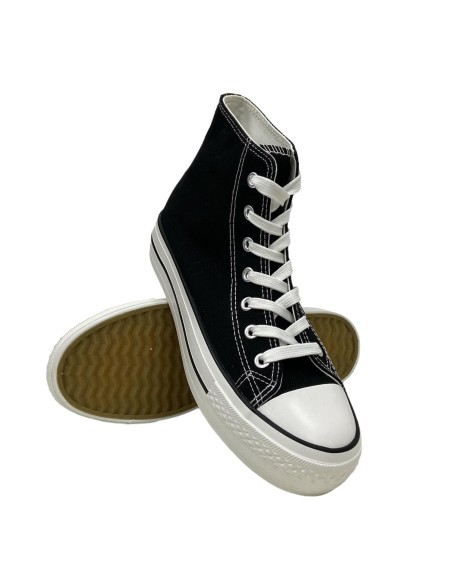 BOTA LONA DOBLE SUELA NEGRO