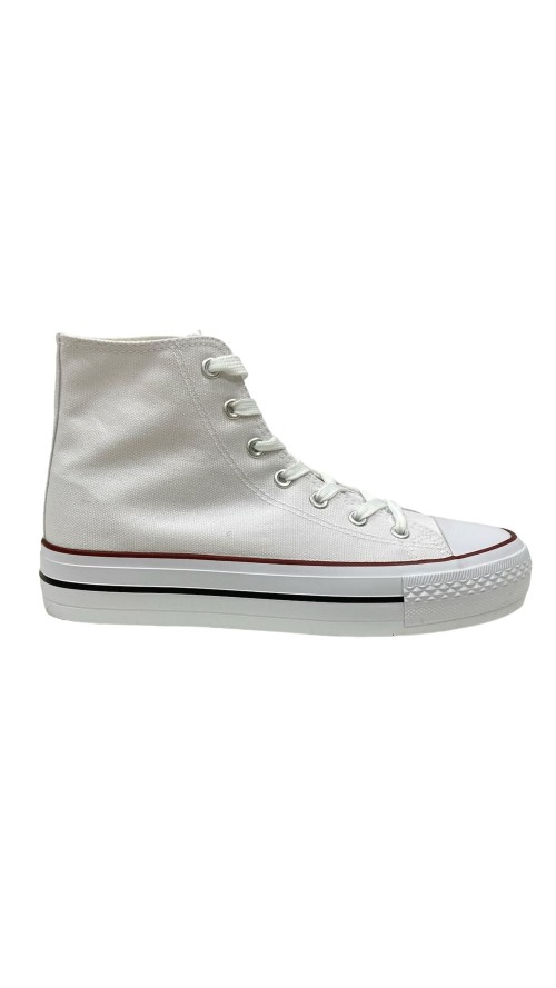 BOTA LONA DOBLE SUELA BLANCO
