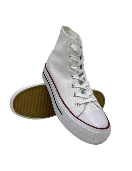 BOTA LONA DOBLE SUELA BLANCO