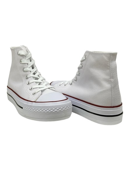 BOTA LONA DOBLE SUELA BLANCO