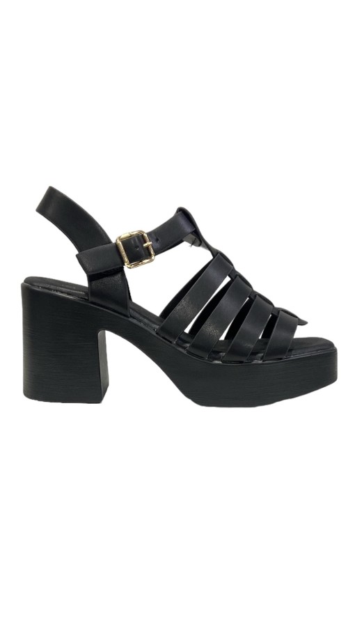 SANDALIA TACON TIRA CENTRAL NEGRO