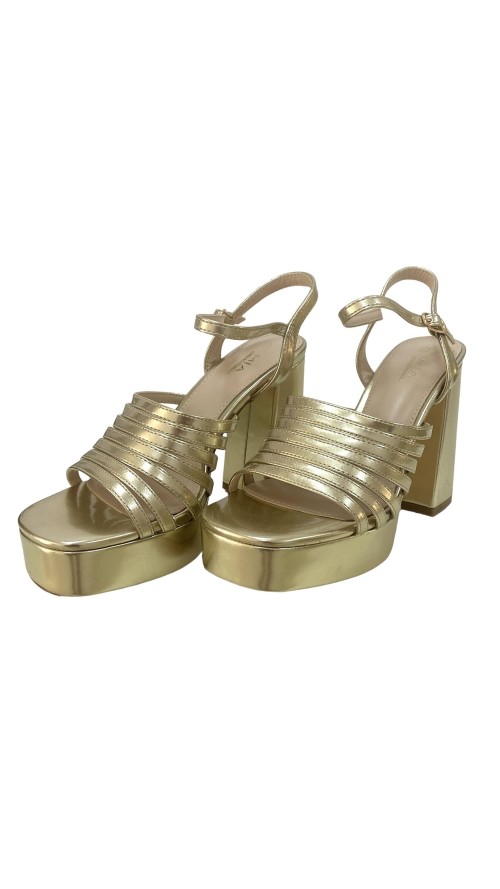 SANDALIA MULTITIRAS METALIZADA ORO SANDALIA MULTITIRAS METALIZADA ORO