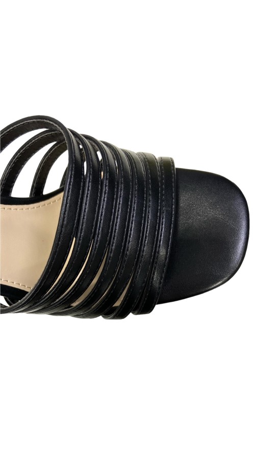 SANDALIA MULTITIRAS METALIZADA NEGRO