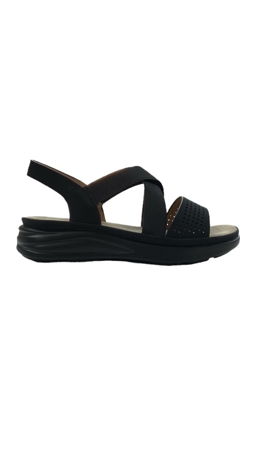 SANDALIA DOBLE ELASTICO NEGRO