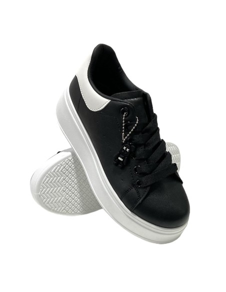 BAMBA NAPA SUELA ANCHA NEGRO