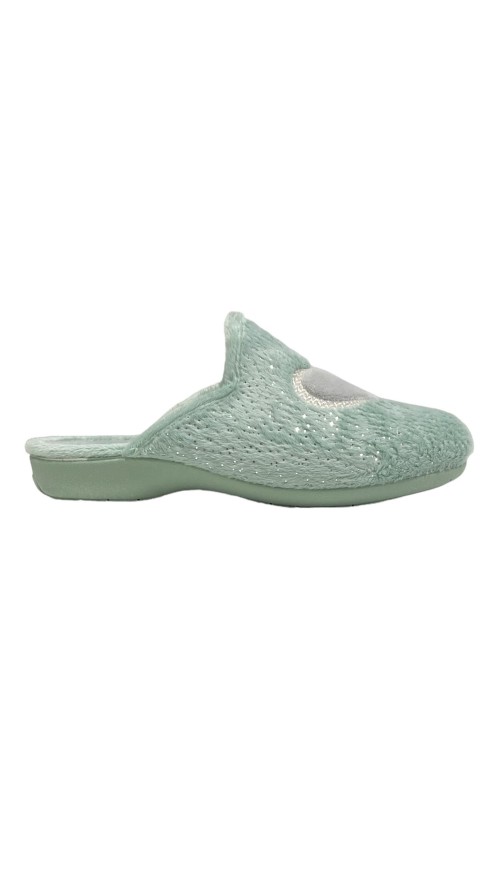 ZAPATILLA CORAZON CON GLITER VERDE