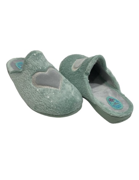 ZAPATILLA CORAZON CON GLITER VERDE
