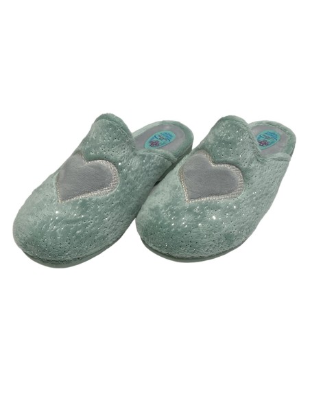 ZAPATILLA CORAZON CON GLITER VERDE