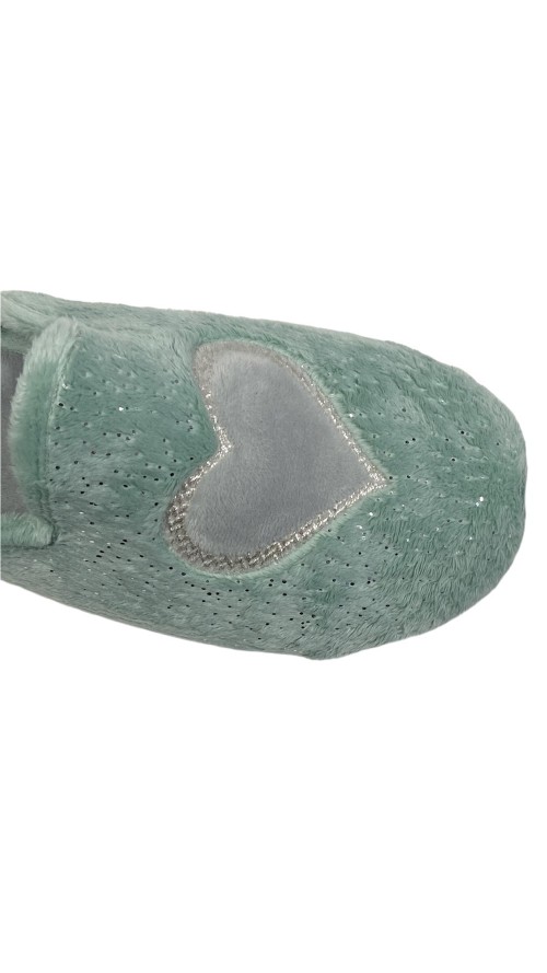 ZAPATILLA CORAZON CON GLITER VERDE