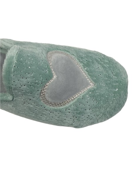 ZAPATILLA CORAZON CON GLITER VERDE