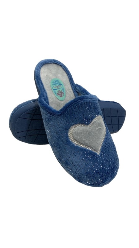 ZAPATILLA CORAZON CON GLITER AZUL