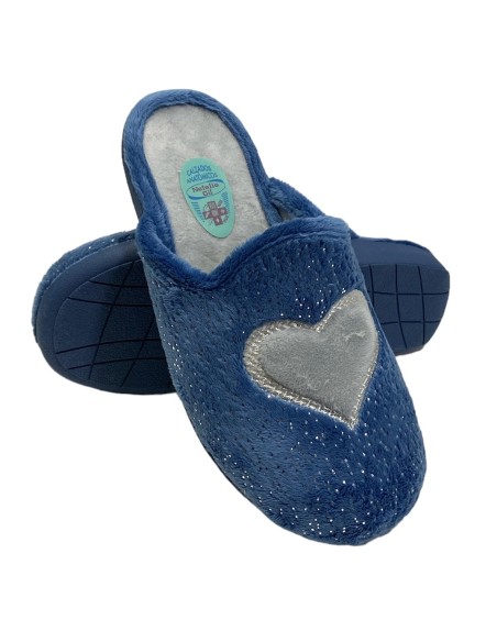 ZAPATILLA CORAZON CON GLITER AZUL