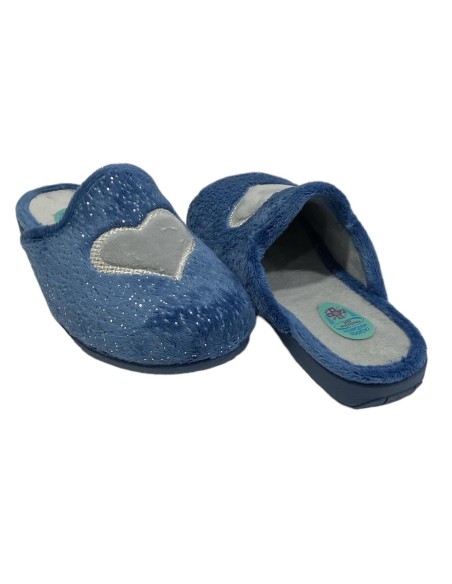 ZAPATILLA CORAZON CON GLITER AZUL