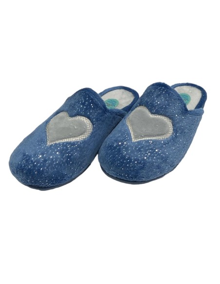 ZAPATILLA CORAZON CON GLITER AZUL