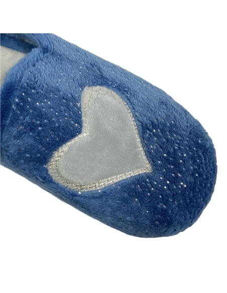 ZAPATILLA CORAZON CON GLITER AZUL