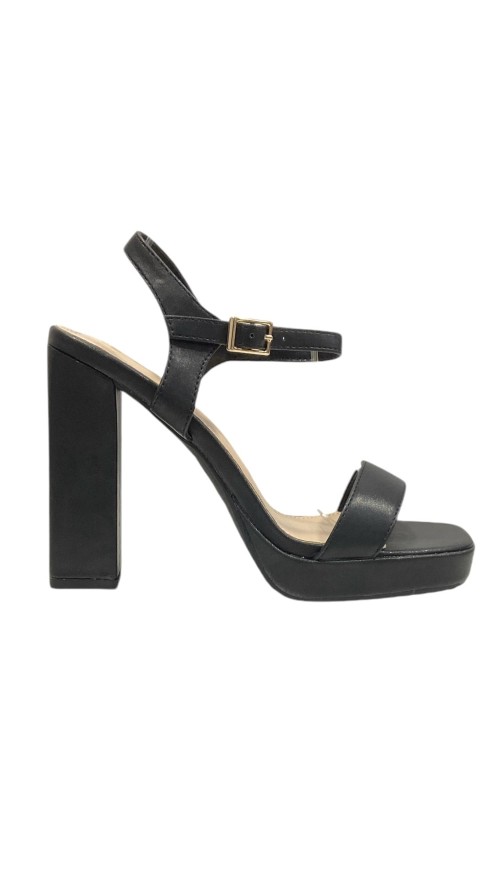 SANDALIA TIRA TACON ANCHO NEGRO