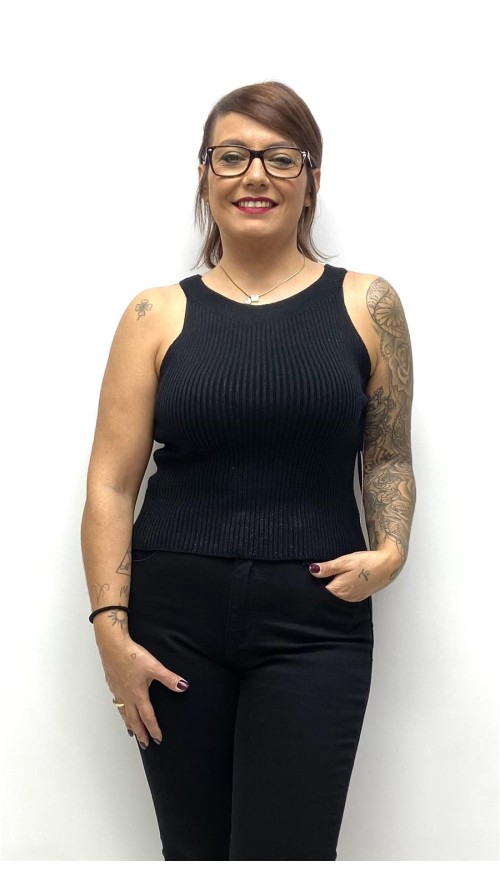 TOP CANALE BRILLO DIFUMINADO NEGRO