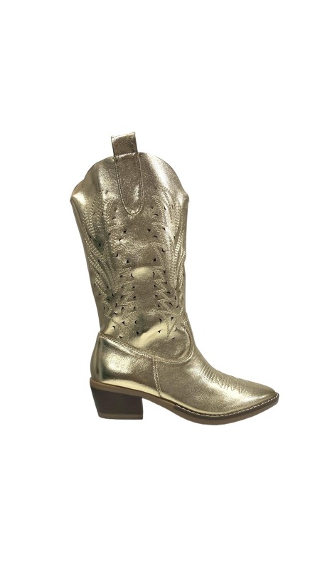 BOTIN COW BOY METALIZADO ORO