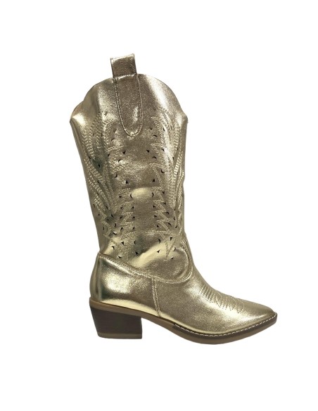 BOTIN COW BOY METALIZADO ORO