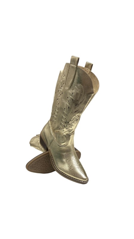 BOTIN COW BOY METALIZADO ORO 2