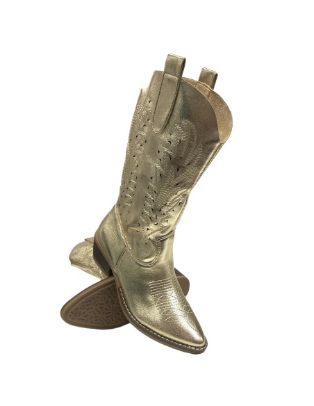 BOTIN COW BOY METALIZADO ORO