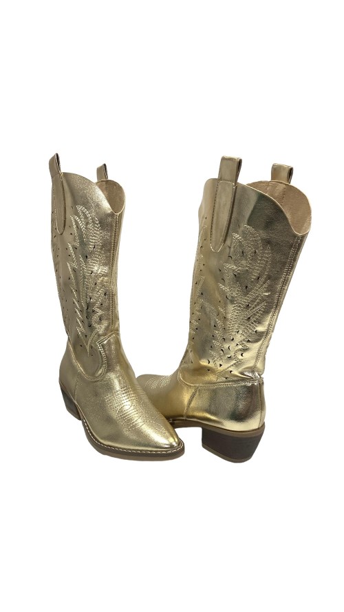BOTIN COW BOY METALIZADO ORO