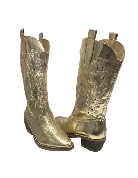 BOTIN COW BOY METALIZADO ORO