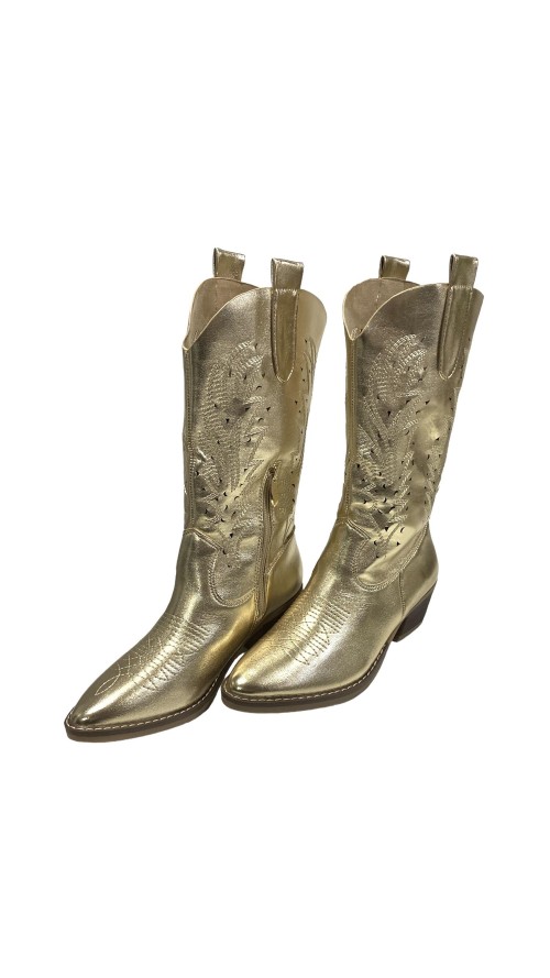 BOTIN COW BOY METALIZADO ORO